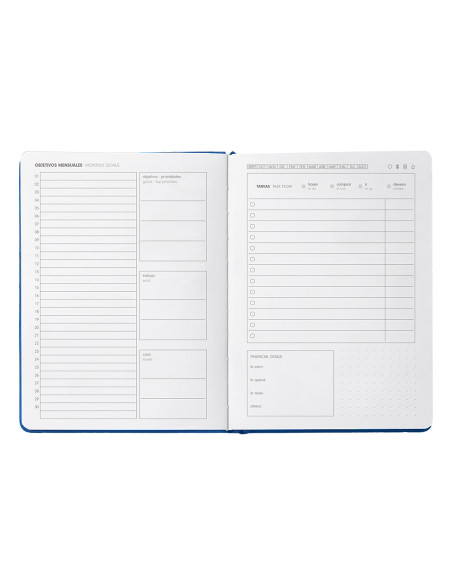 Agenda escolar antartik 25-26 encuadernada go! simil piel azul oscuro semana vista a5 bilingüe papel fsc 80 gr