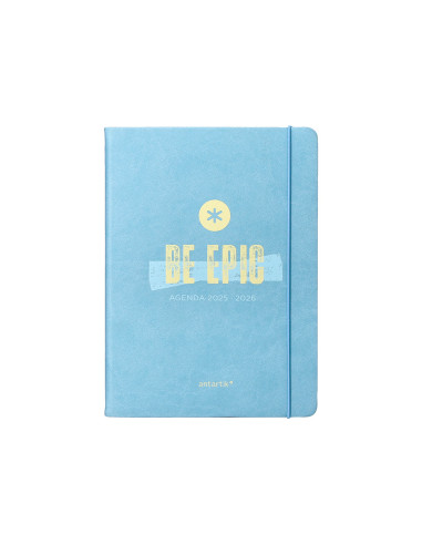 Agenda escolar antartik 25-26 encuadernada go! simil piel azul semana vista a5 bilingüe papel fsc 80 gr