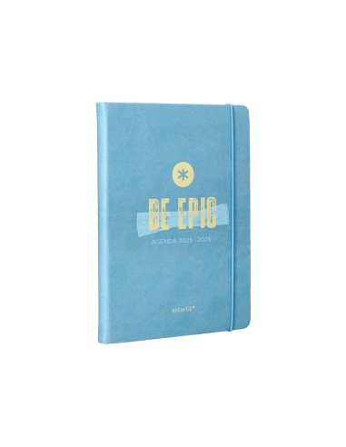 Agenda escolar antartik 25-26 encuadernada go! simil piel azul semana vista a5 bilingüe papel fsc 80 gr