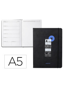 Agenda escolar antartik 25-26 encuadernada go! simil piel negro semana vista a5 bilingüepapel fsc 80 gr