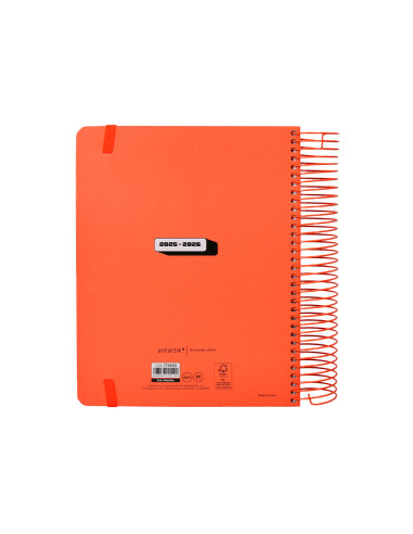 Agenda escolar antartik 25-26 espiral neon rosa dia pagina a5 bilingüe papel fsc 80 gr