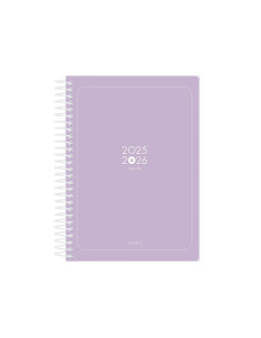 Agenda escolar antartik 25-26 espiral essentials morado dia pagina a5 bilingüe papel fsc 80 gr 2