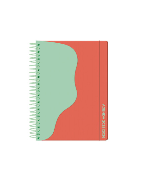 Agenda escolar liderpapel 25-26 espiral waves rojo semana vista a5 bilingüe papelfsc 80 gr