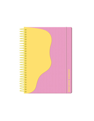 Agenda escolar liderpapel 25-26 espiral waves rosa semana vista a5 bilingüe papelfsc 80 gr