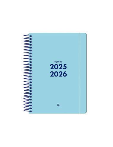 Agenda escolar liderpapel 25-26 espiral basic azul 2 dias pagina a5 bilingüe papel fsc 70 gr