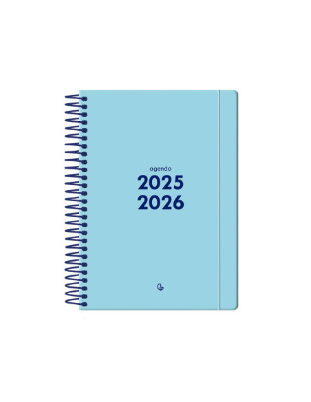 Agenda escolar liderpapel 25-26 espiral basic azul 2 dias pagina a5 bilingüe papel fsc 70 gr