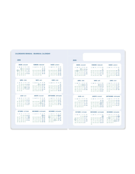 Agenda escolar liderpapel 25-26 espiral basic azul 2 dias pagina a5 bilingüe papel fsc 70 gr