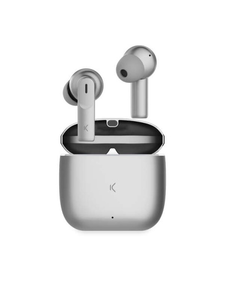 Ksix Meteor Auriculares Inalambricos - Estuche Metalico - ENC - Color Plata
