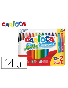 Rotulador carioca jumbo punta gruesa estuche de 12 unidades colores surtidos + 2 gratis