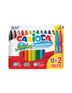 Rotulador carioca jumbo punta gruesa estuche de 12 unidades colores surtidos + 2 gratis 2