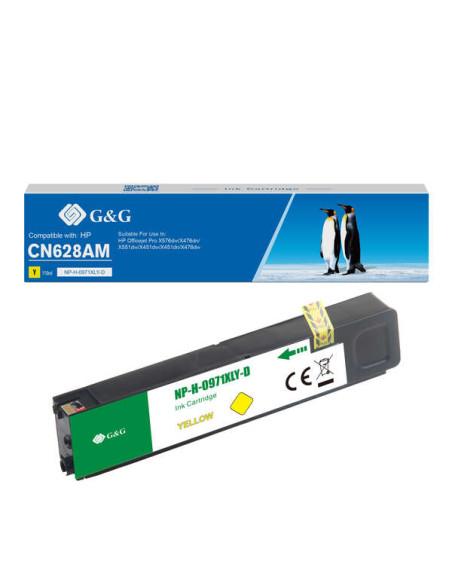 G&G HP 971XL Amarillo Cartucho de Tinta Pigmentada Generico - Reemplaza CN628AE/CN624AE