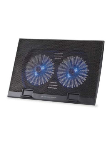 Conceptronic Thana 02 Base de Refrigeracion para Portatiles hasta 17" - 2 Ventiladores - Leds Azules - Color Negro