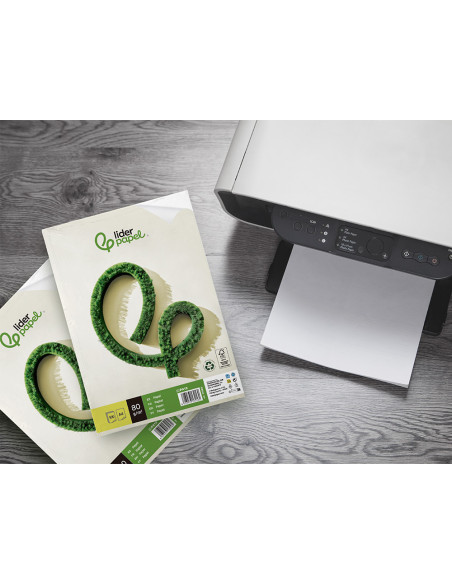 Papel liderpapel a4 80g/m2 reciclado liso paquete de 100 hojas