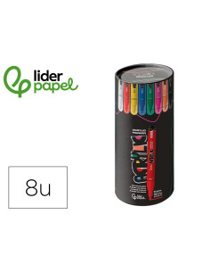Rotulador liderpapel acrylic base agua todo tipo de superficie punta redonda 3mm caja de 8 unidades colores intensos