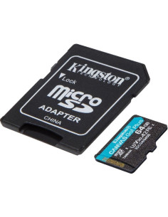 Tarjeta de Memoria Kingston CANVAS Go! Plus 64GB microSD XC con Adaptador/ Clase 10/ 200MBs 2