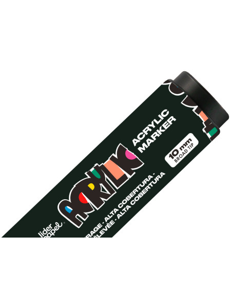 Rotulador liderpapel acrylic base agua todo tipo de superficie punta rectangular 10 mm negro