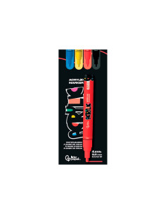 Rotulador liderpapel acrylic base agua todo tipo de superficie punta redonda 3 mm caja de 4 unidades colores 2