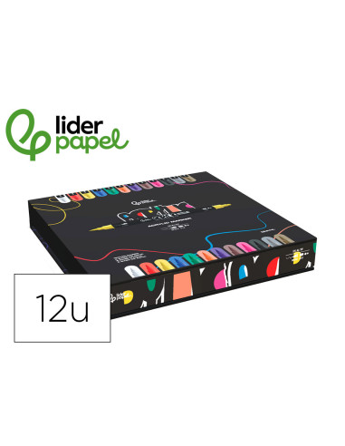 Rotulador liderpapel acrylic base agua todo tipo de superficie doble punta pincel y dot caja de 12 unidades