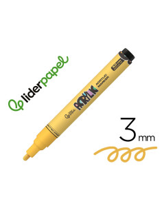 Rotulador liderpapel acrylic base agua todo tipo de superficie punta redonda 3 mm amarillo claro