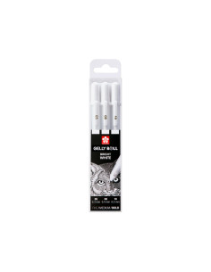 Rotulador roller sakura gelly basic blanco estuche de 3 unidades