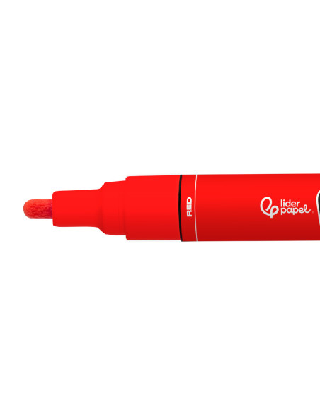 Rotulador liderpapel acrylic base agua todo tipo de superficie punta redonda 3 mm rojo