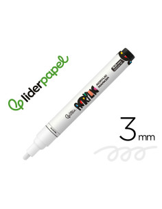Rotulador liderpapel acrylic base agua todo tipo de superficie punta redonda 3 mm blanco