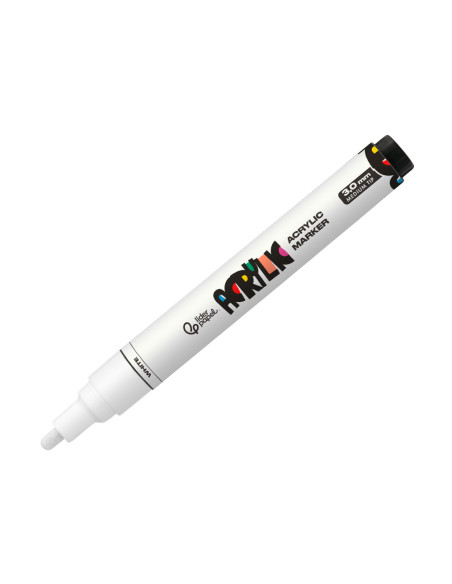 Rotulador liderpapel acrylic base agua todo tipo de superficie punta redonda 3 mm blanco