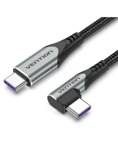 Vention Cable USB-C 2.0 a USB-C 2.0 5A 100W - 1m - Trenzado - Acodado - Color Gris
