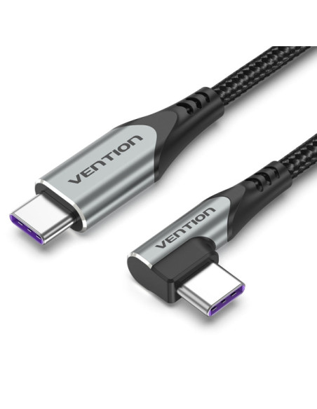 Vention Cable USB-C 2.0 a USB-C 2.0 5A 100W - 1m - Trenzado - Acodado - Color Gris