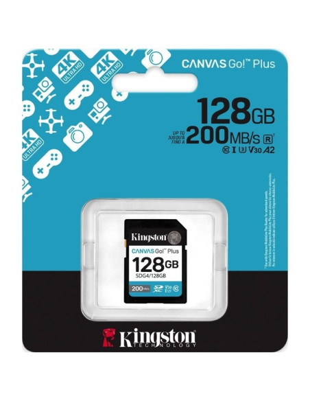 Tarjeta de Memoria Kingston CANVAS Go! Plus 128GB SD XC/ Clase 10/ 200MBs