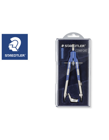 Compas staedtler micrometrico con ajuste rueda central sin alargadera con adaptador y tubo de minas
