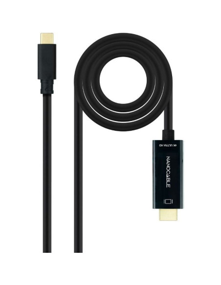 Cable Conversor Nanocable 10.15.5105/ USB Tipo-C Macho - HDMI Macho/ 5m/ Negro