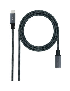 Cable Alargador USB Tipo-C 3.2 Nanocable 10.01.4502-COMB/ USB Tipo-C Macho - USB Tipo-C Hembra/ 2m/ Negro
