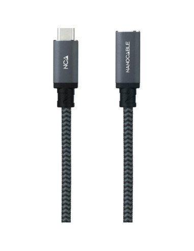Cable Alargador USB Tipo-C 3.2 Nanocable 10.01.4501-COMB/ USB Tipo-C Macho - USB Tipo-C Hembra/ 1m/ Negro