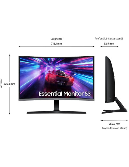 Samsung S3 S39GD Monitor 32" Curvo 1500R LED VA FHD 100Hz - Respuesta 4ms - Angulo de Vision 178º - HDMI - VESA 75x75mm