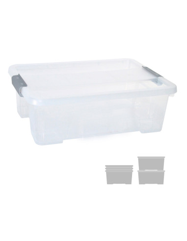 Caja de almacenaje archivo 2000 polipropileno apilable y encajable con tapa 10 litros transparente 280x400x130 mm