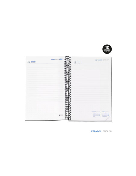 Agenda espiral escolar miquelrius activa octavo dia pagina 25-26 tapa carton forrado rosa
