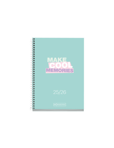 Agenda espiral escolar miquelrius activa octavo semana vista 25-26 tapa carton forrado verde