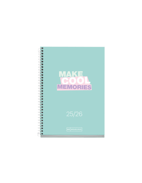 Agenda espiral escolar miquelrius activa octavo semana vista 25-26 tapa carton forrado verde