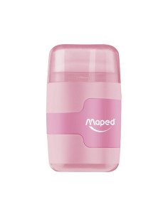 Sacapuntas maped plastico connect 2 usos con goma colores pastel surtidos