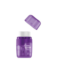 Sacapuntas maped plastico connect 2 usos con goma colores translucidos surtidos