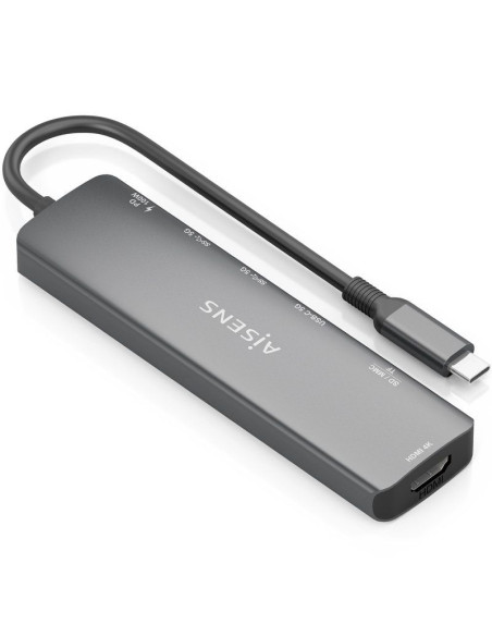 Docking USB Tipo-C Aisens ASUC-7P026-GR/ 1xHDMI/ 2xUSB/ 1xUSB Tipo-C / 1xUSB Tipo-C PD/ 1xLector Tarjetas/ Gris