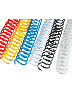 Espiral plastico yosan paso 64 nº12 colores surtidos caja de 100 unidades