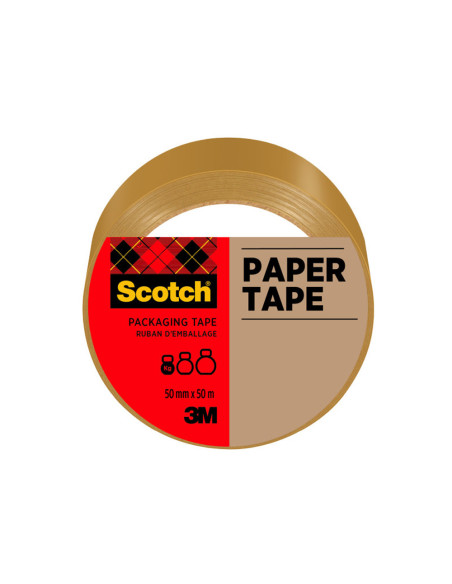 Cinta adhesiva scotch papel color marron para envios postales 50 mt x 50 mm