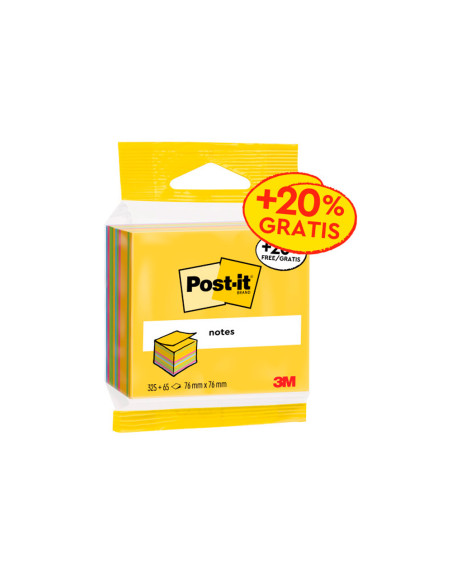 Bloc de notas adhesivas quita y pon post-it cubo 76x76 mm expositor suelo de 96 unidades surtidas 400x400x900 mm
