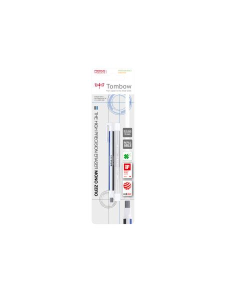 Portagomas tombow mono zero con clip goma rectangular 2,5mm x 5mm+ 2 recambios