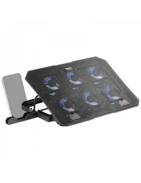 Mars Gaming MNBC23 Base de Refrigeracion - 6 Ventiladores LED Azul - Stand Ajustable - Estructura Resistente - Soporte Smartphon
