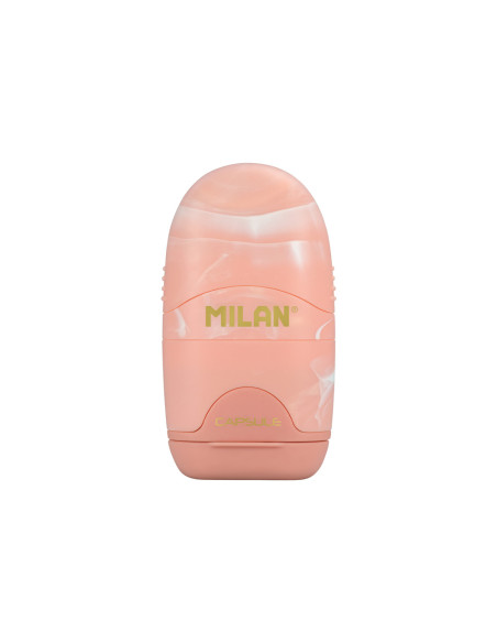 Sacapuntas milan capsule lava plastico 1 uso con goma