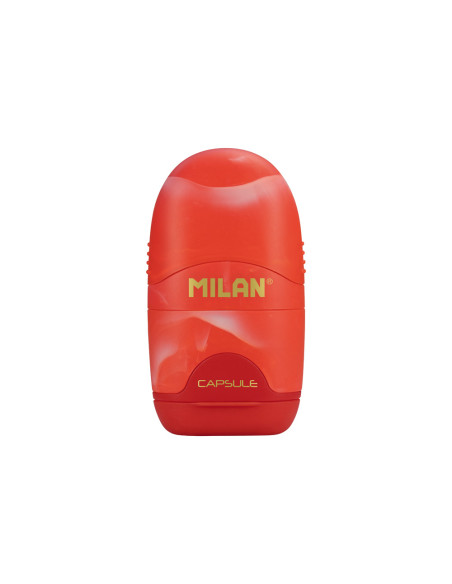 Sacapuntas milan capsule lava plastico 1 uso con goma
