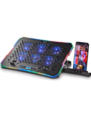 Soporte Refrigerante NGS Hero Stand para Portátiles hasta 15.6"/ Iluminación LED